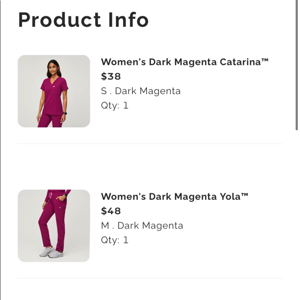 Magenta figs scrubs small tops medium bottoms